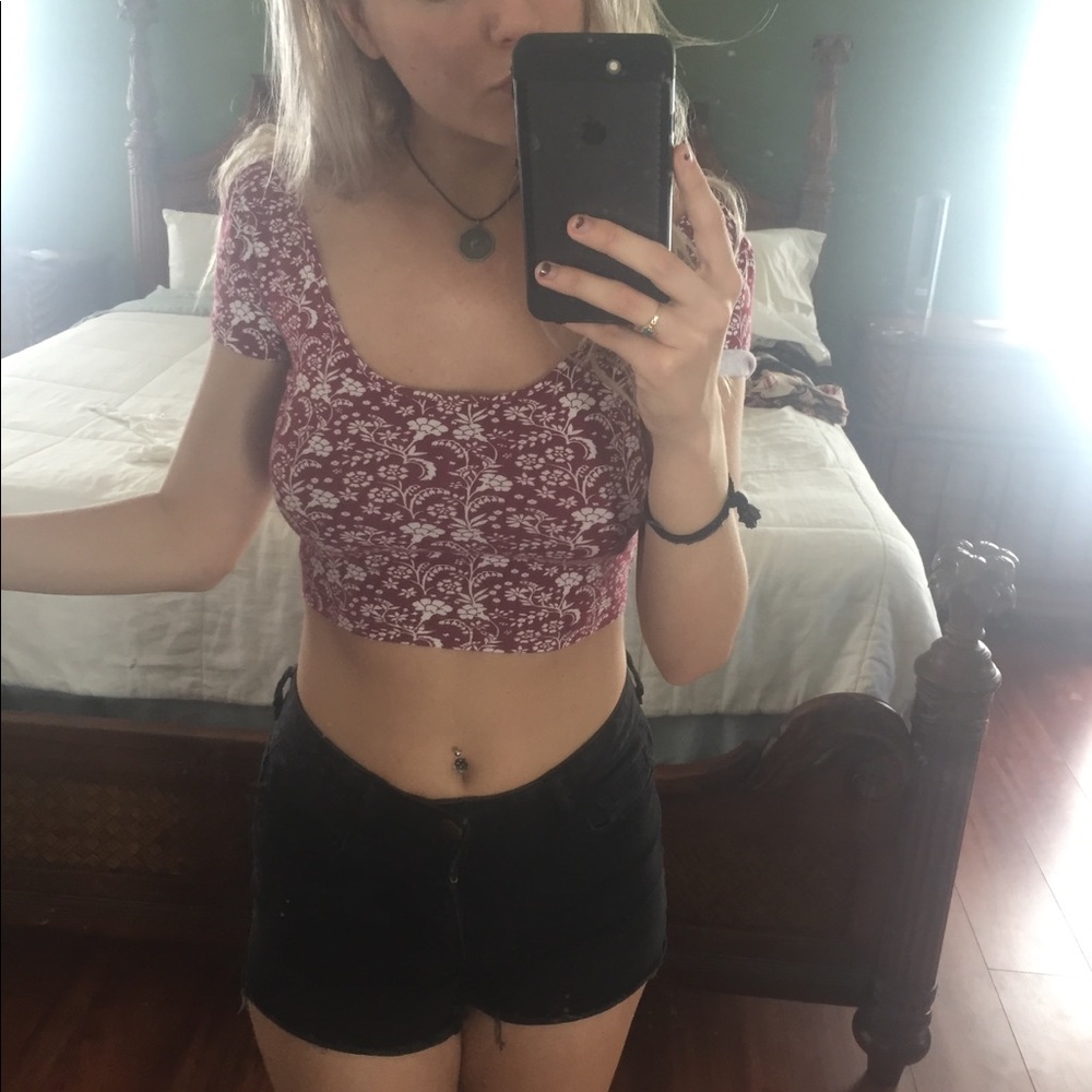 Maroon Patterned Croptop