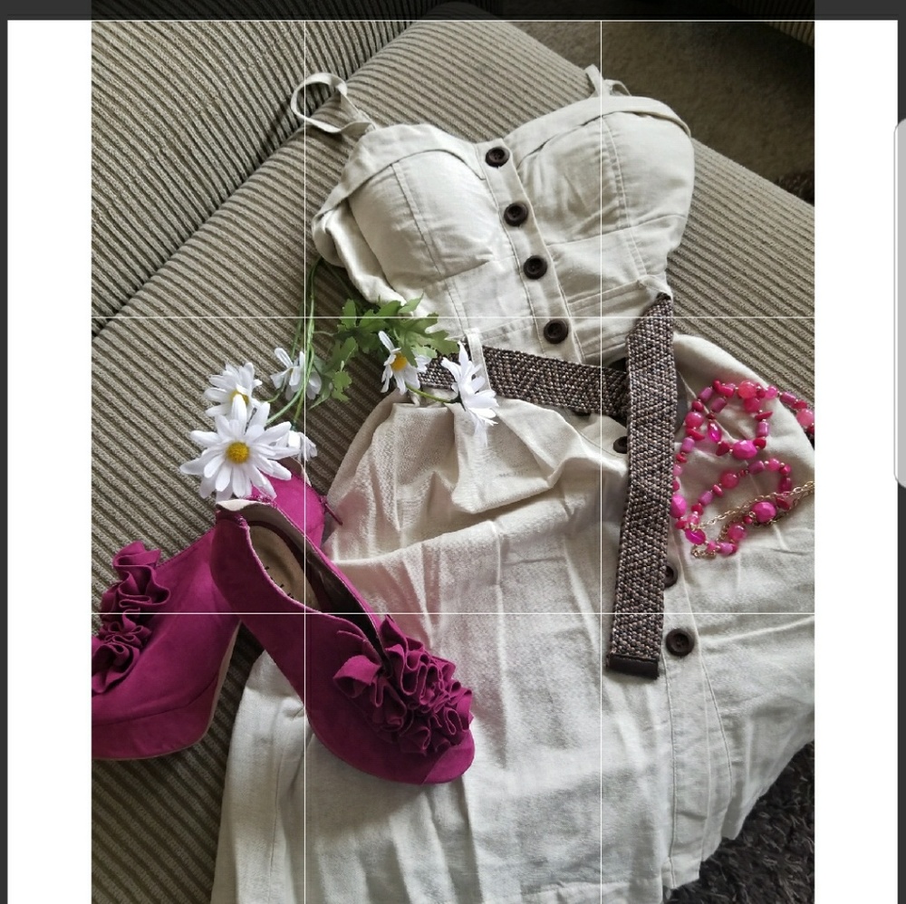 Spaghetti strap khaki button down dress