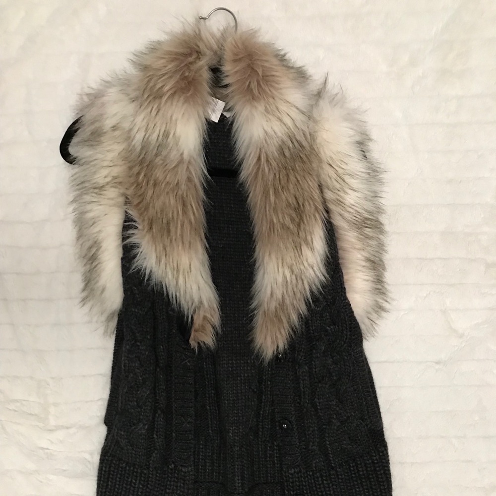 LOFT Faux Fur Sweater Vest Brand New with Tags!