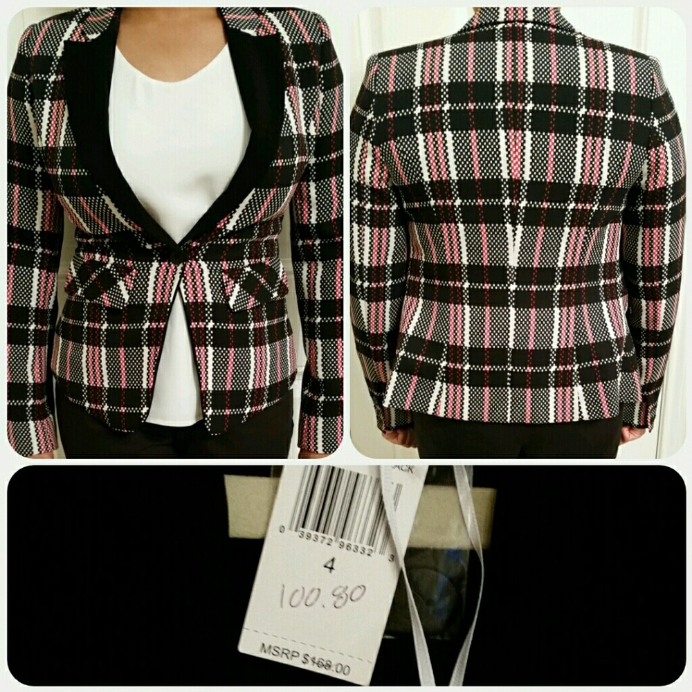 NWT Black/Ivory/Red Blazer