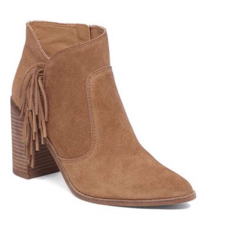 Lucky Brand Boho Saddle Suede Fringe Booties New * Shoe Obsessed Seller! 💕