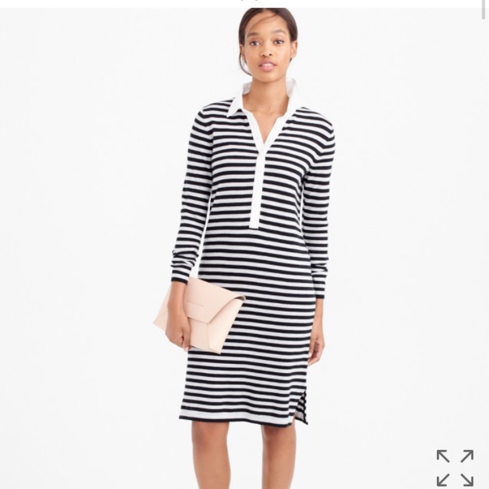 J.crew Striped polo sweater-dress in merino wool