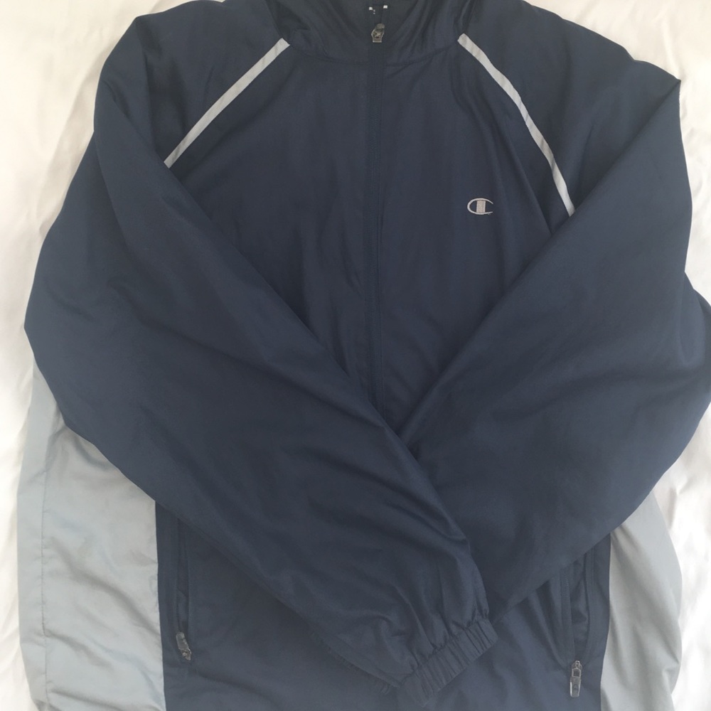 Navy blue & grey raincoat