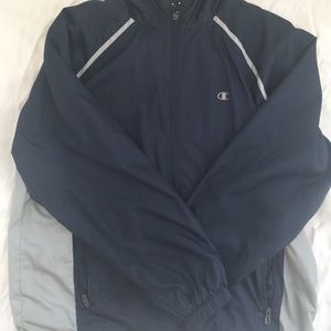 Navy blue & grey raincoat