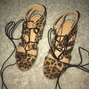 Cheetah lace up heels