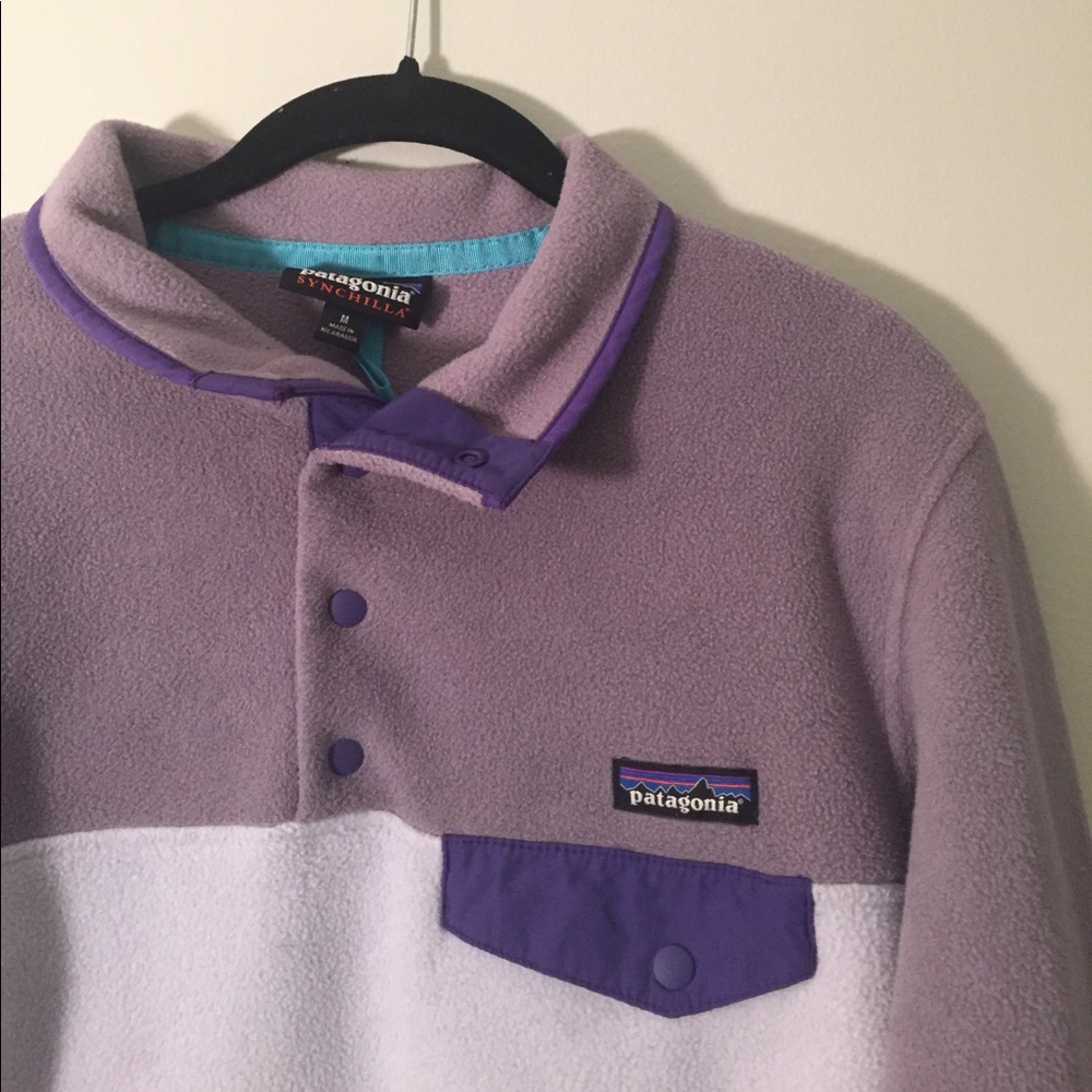PATAGONIA color block purple pullover synchilla