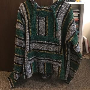 Green yellow and white drug rug