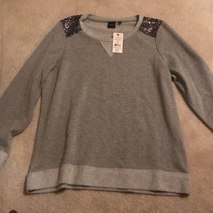 Saks Fifth Ave Gray Embellished Sweatshirt size M