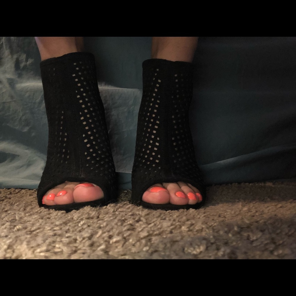Black open toed booties
