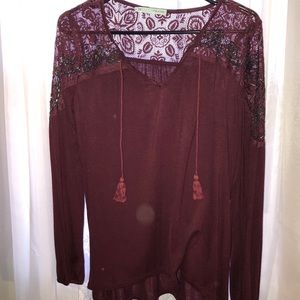 Maroon lace shirt