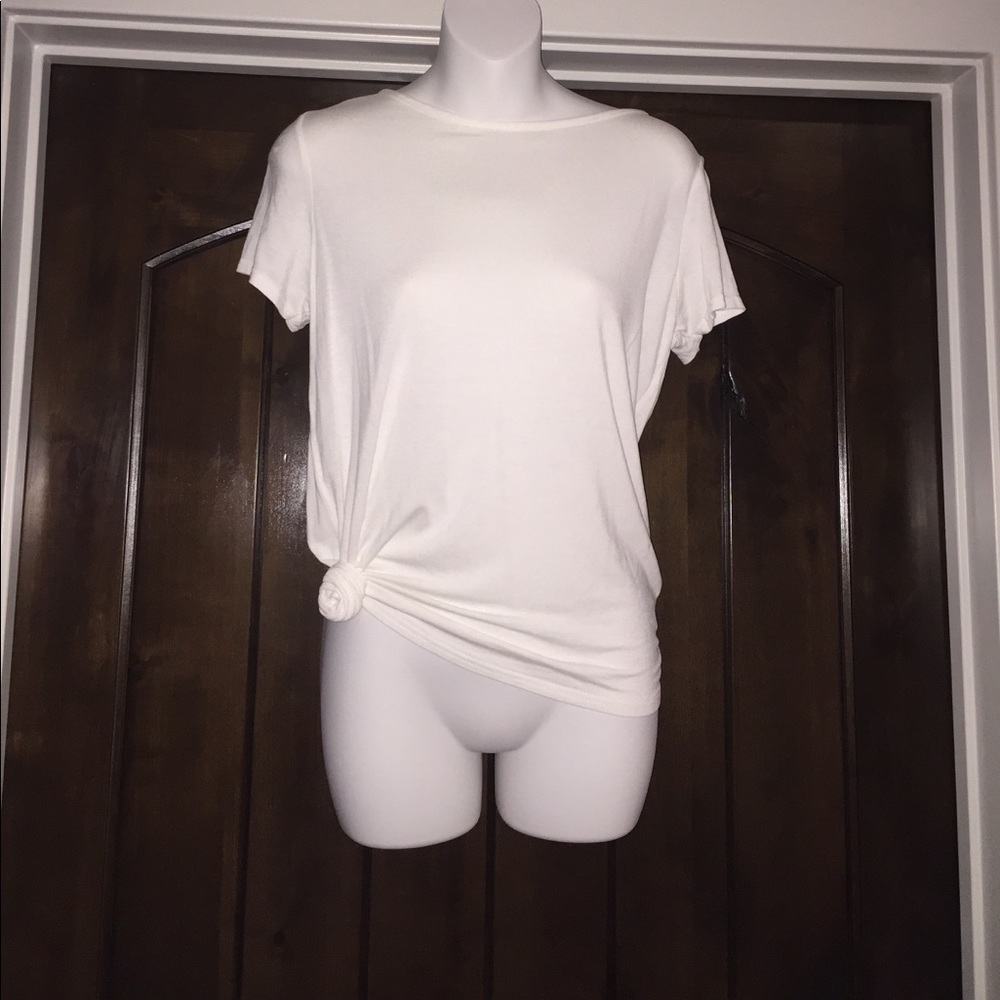 Open back plain white tee