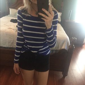 Comfy Blue and White Stripe LongSleeve Top