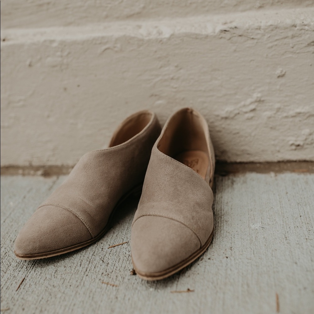 Taupe Suede Cut Out Flats - Picture 6 of 6