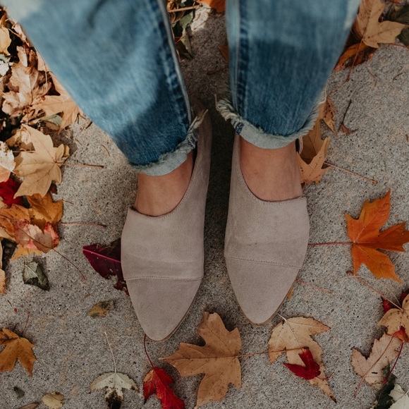 Taupe Suede Cut Out Flats - Picture 2 of 6