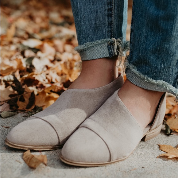 Taupe Suede Cut Out Flats - Picture 3 of 6