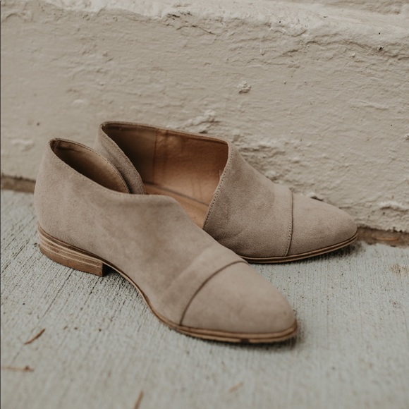Taupe Suede Cut Out Flats - Picture 4 of 6