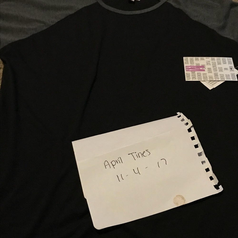 Lularoe randy black body grey sleeves