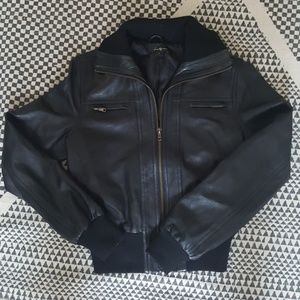 Black Leather Bomber Jacket