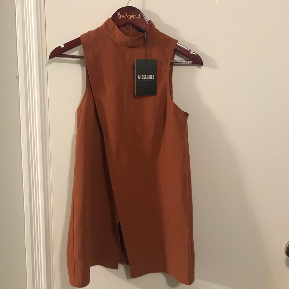 NWT - Missguided high neck asymmetrical blouse