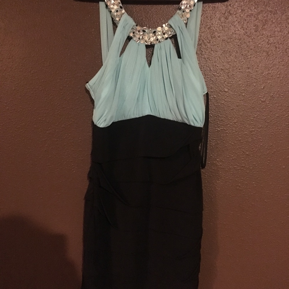 Short blue and black formal dress
