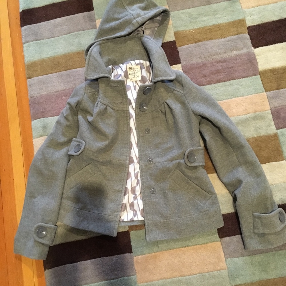 Tulle brand cropped gray pea coat, size S