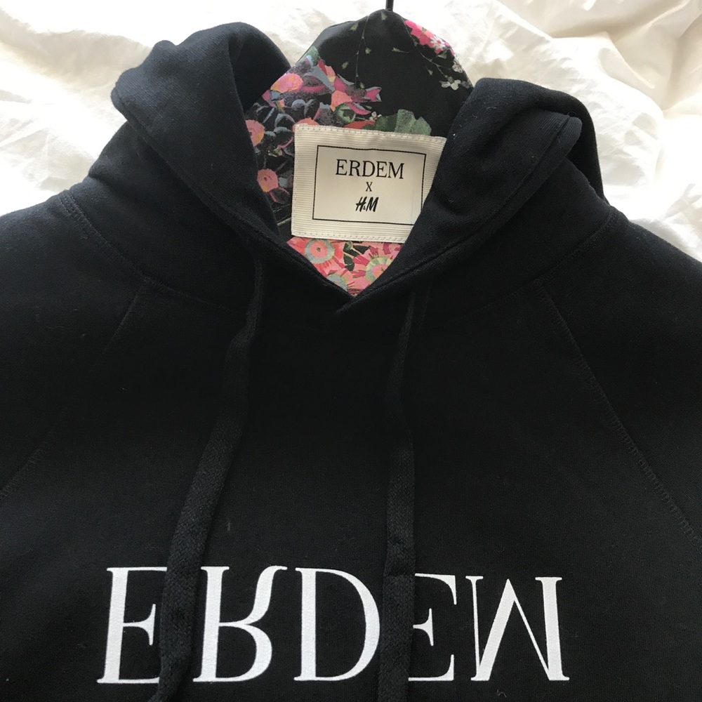 ERDEM x H&M Black logo printed hoodie size M