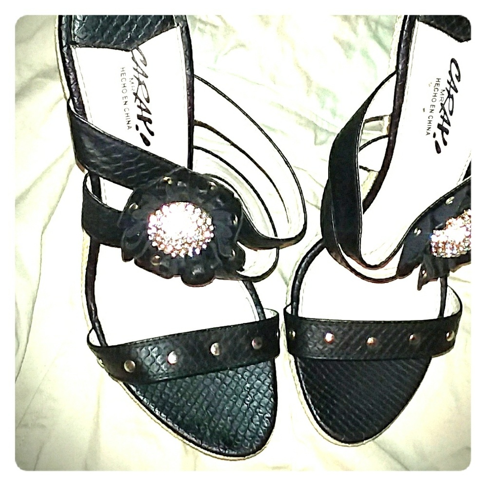 Beautiful Black and gold heeled sandals