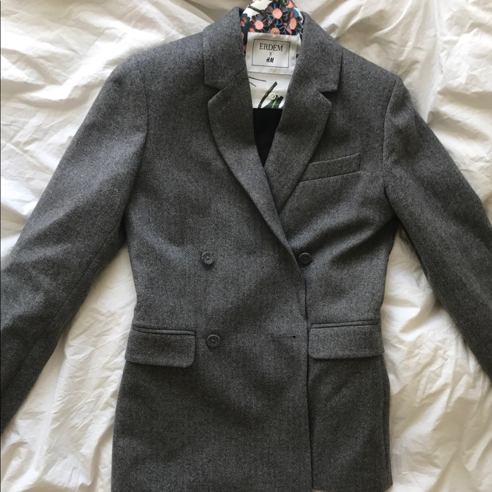 H&M x ERDEM Wool Blended Herringbone Jacket Size 6