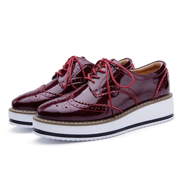 “Gemini” 100% Leather Maroon Platform Oxford,5-9.5 - Picture 3 of 8