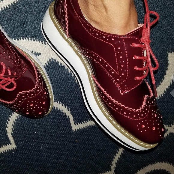 “Gemini” 100% Leather Maroon Platform Oxford,5-9.5 - Picture 6 of 8