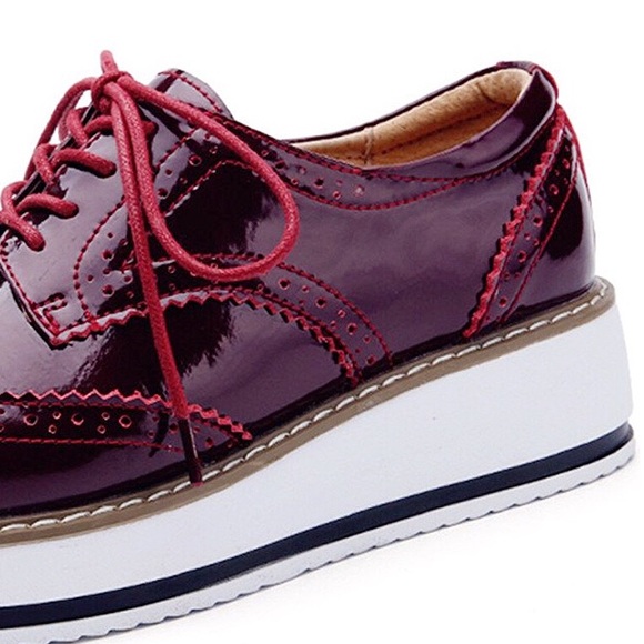 “Gemini” 100% Leather Maroon Platform Oxford,5-9.5 - Picture 4 of 8
