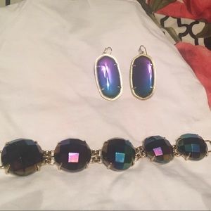 Rare iridescent Kendra Scott earrings an bracelet
