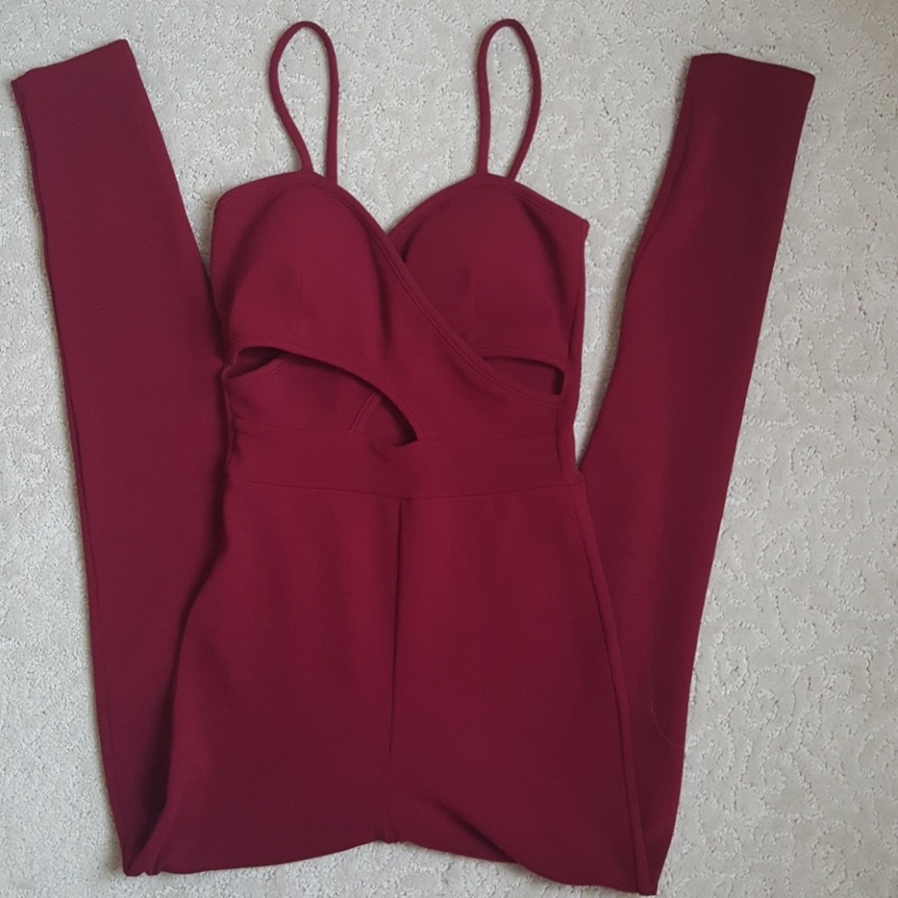 Fashion Nova Maroon Jumpsuit