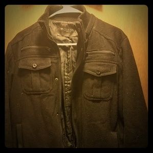Guess black felt winter jacket mens size medium