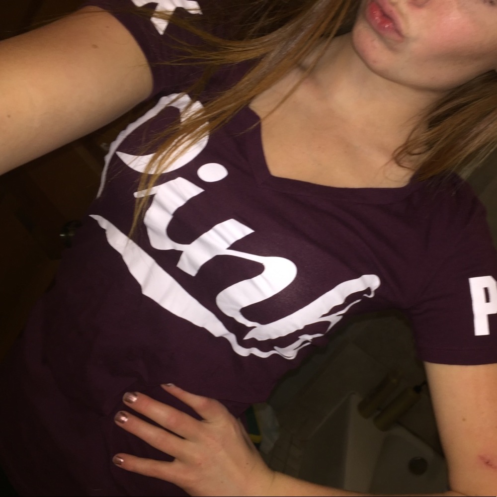 PINK dark purple v-neck