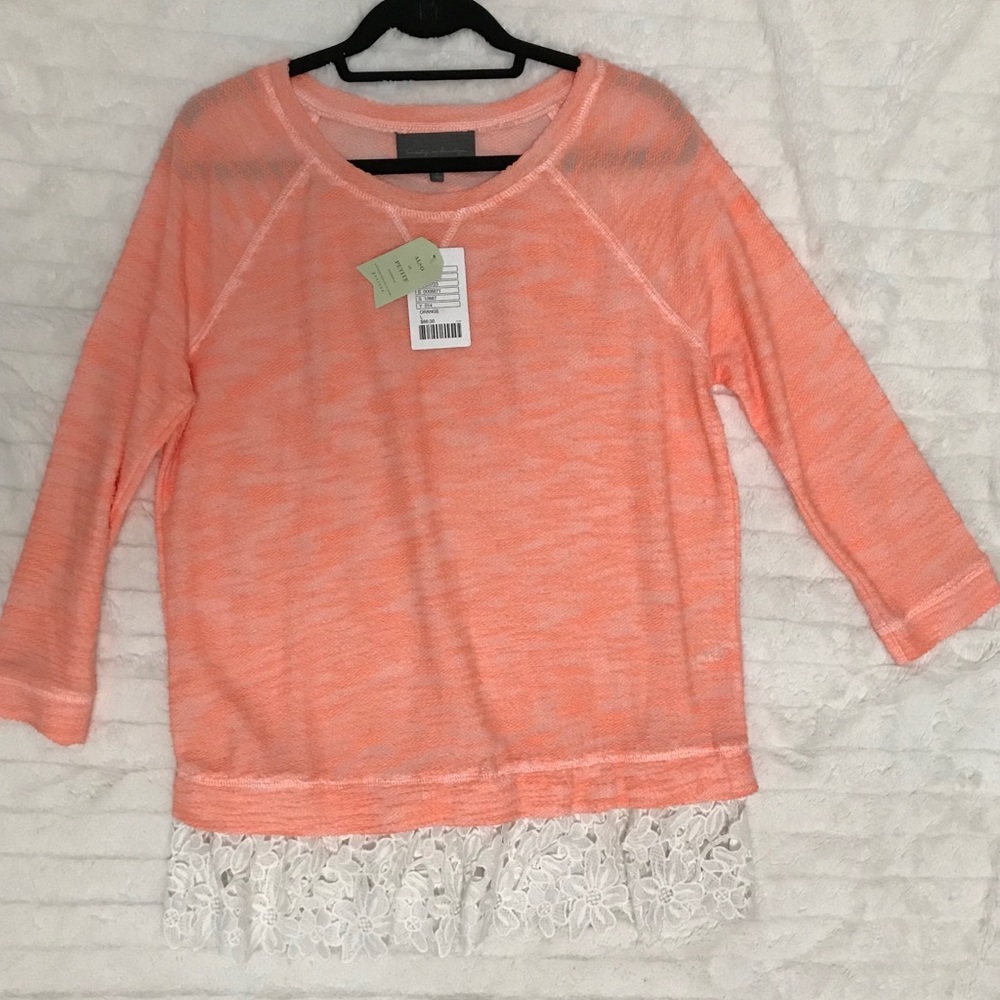 Anthropologie sweater with lace trim Brand New!!