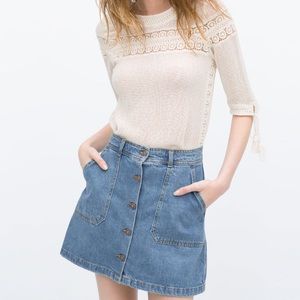 Zara Denim Button Up Skater Skirt!