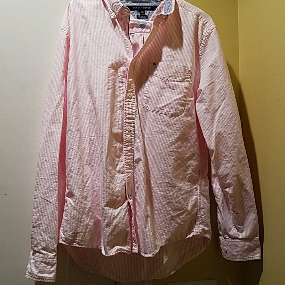 Tommy Hilfiger peach striped button down