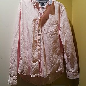 Tommy Hilfiger peach striped button down