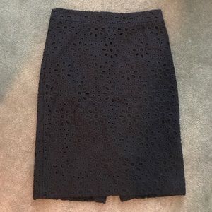 J Crew size 0 navy eyelet pencil skirt