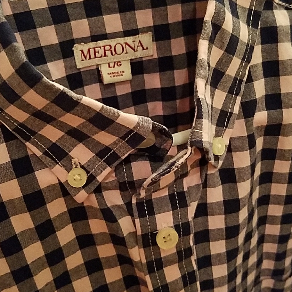 Navy and pink check Merona button down
