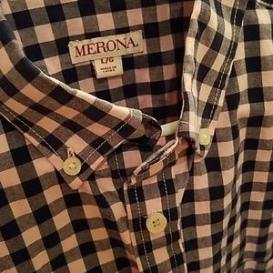 Navy and pink check Merona button down