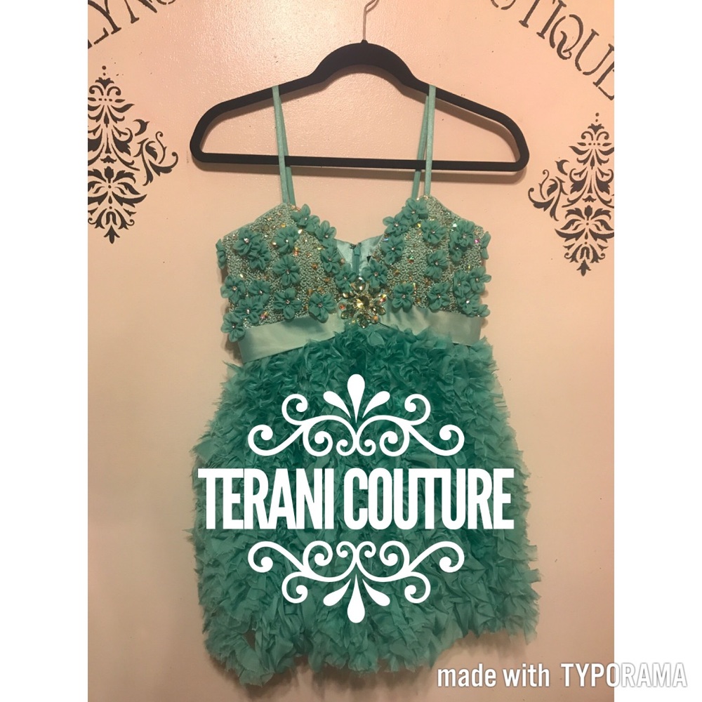 Terani Couture PROM Blue Beaded Dress! Size6!