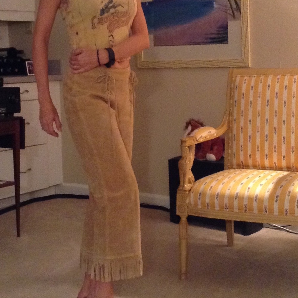 Leather (suede) fringed gauchos