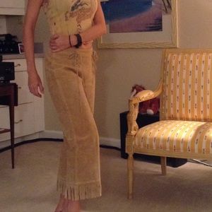 Leather (suede) fringed gauchos