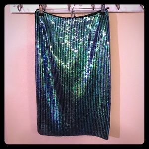 BNWT H&M green sequin designer pencil skirt