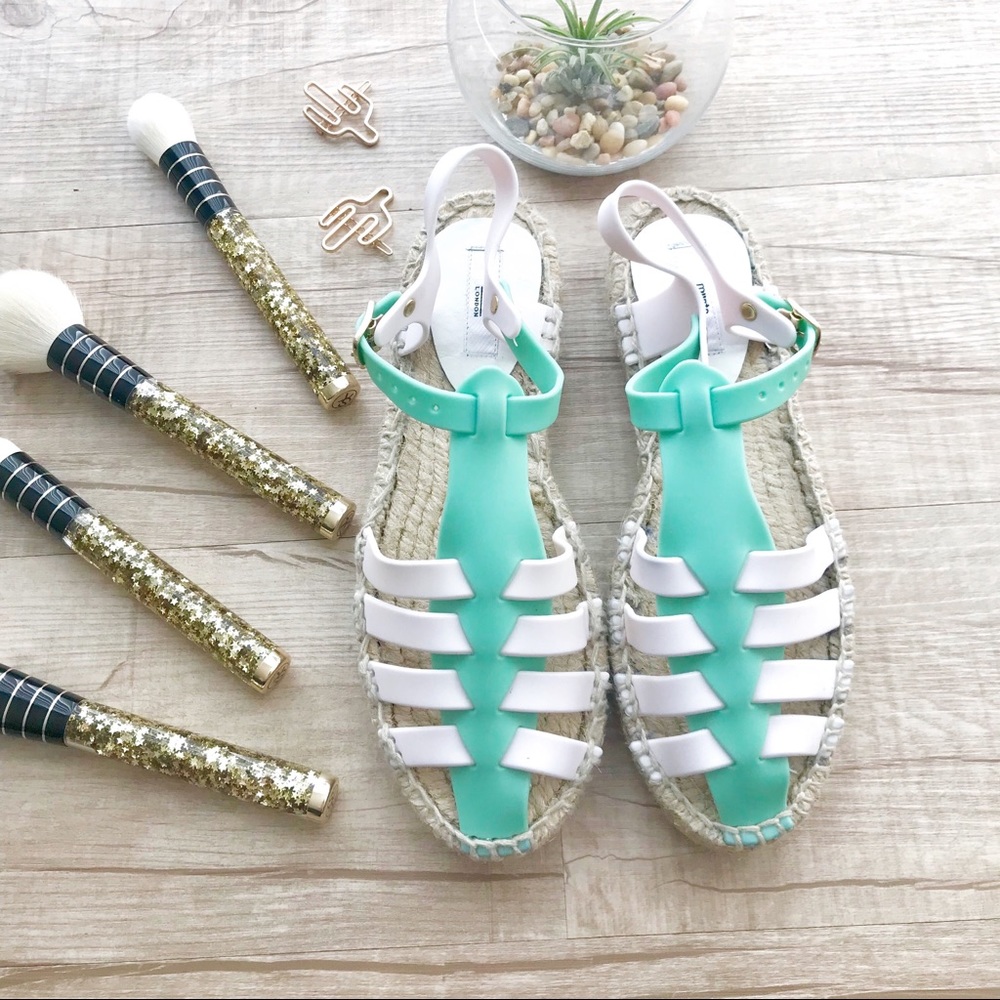 MIISTA Espadrille Platform Jelly Sandal - Mint