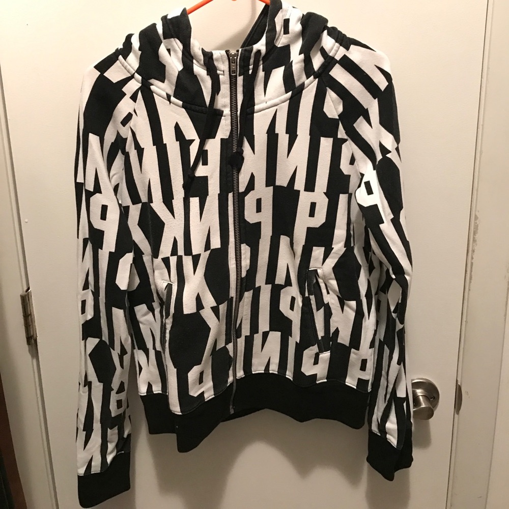 Pink full zip funnel neck sweatshirt
