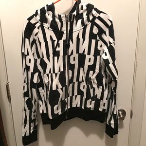 Pink full zip funnel neck sweatshirt