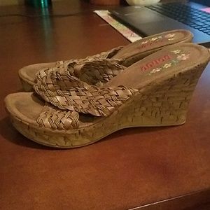 Brown wedge sandals